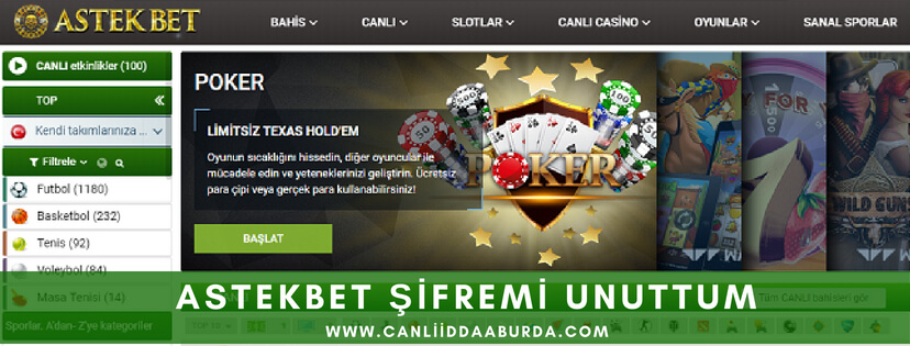 Astekbet şifremi unuttum
