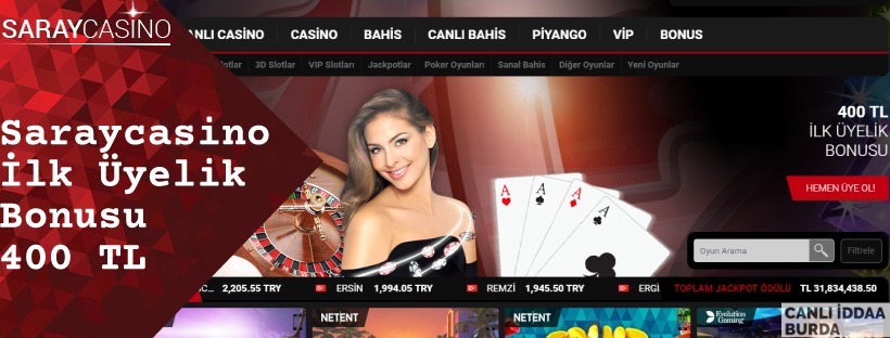 Saraycasino İlk Üyelik Bonusu 400 TL