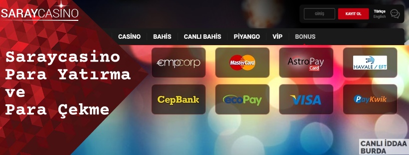 Saraycasino Para Yatırma ve Para Çekme 
