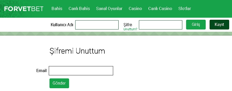 forvetbet şifremi unuttum