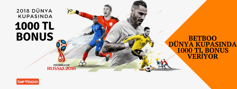 Betboo 2018 Dünya Kupası 1000 TL Bonus